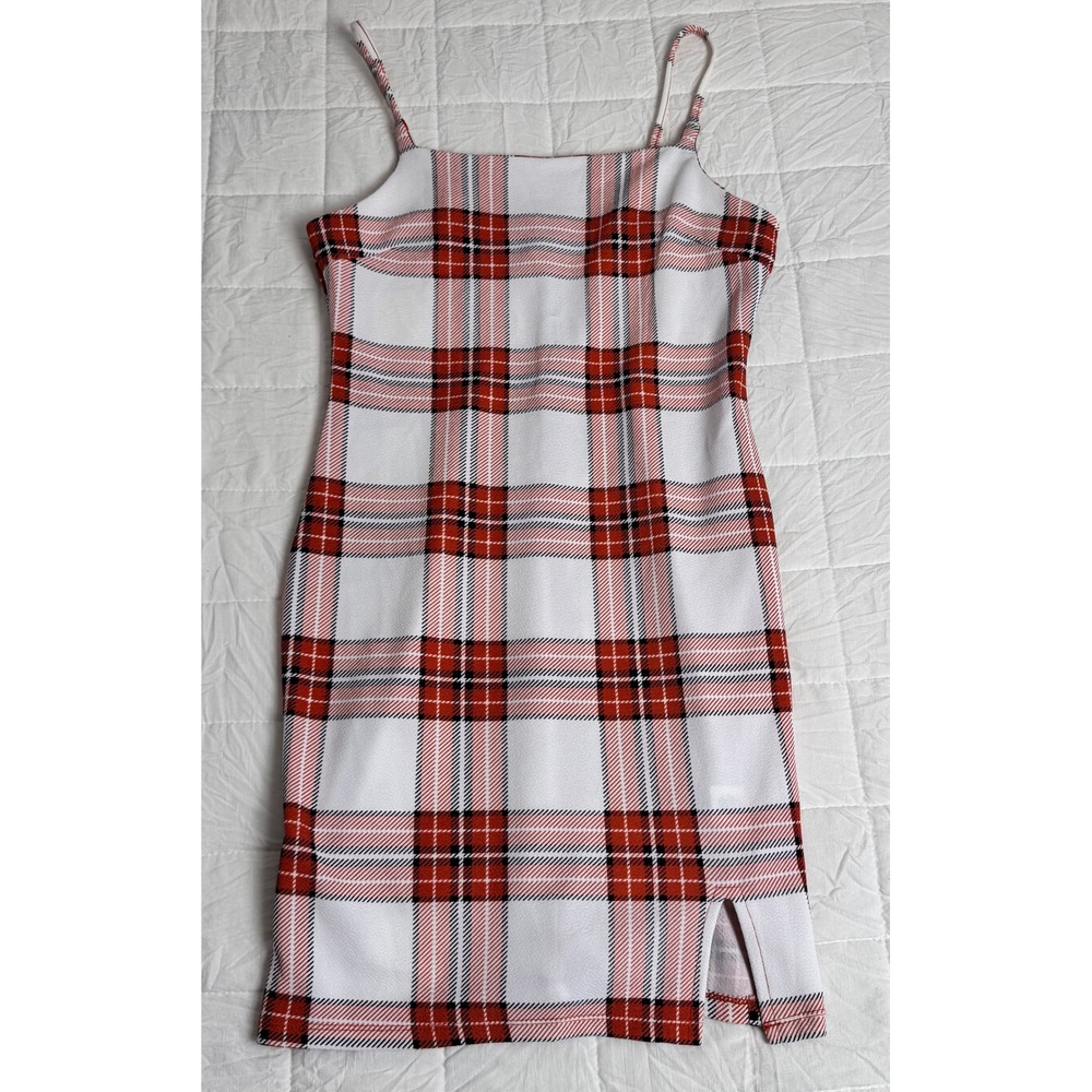 Almost Famous 90s Plaid Spaghetti‎ Strap Mini Slip Dress Large